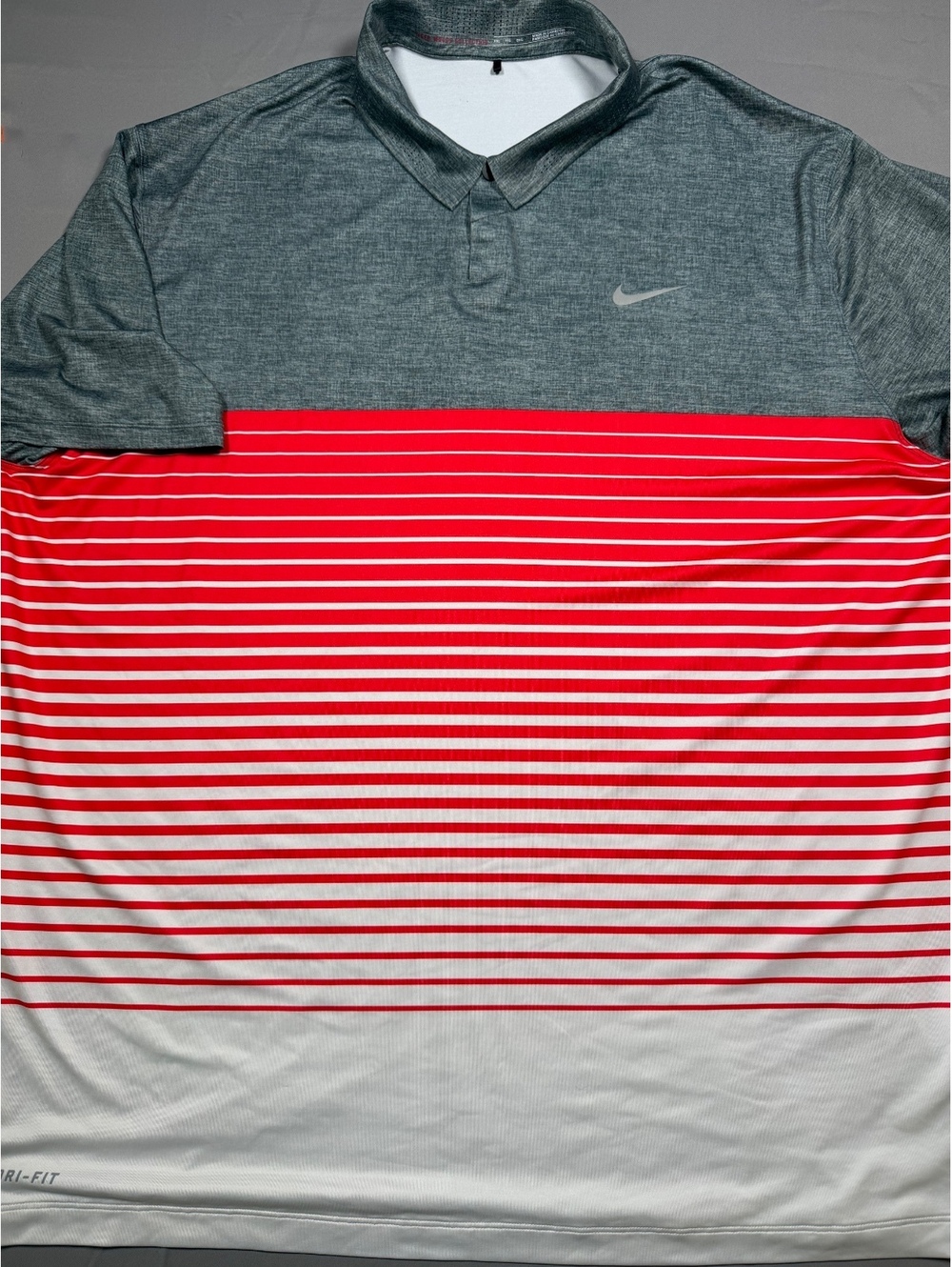 Nike Tiger Woods Collection Polo Men’s 2XL Gray Red Dri-FIT Golf 648717-008